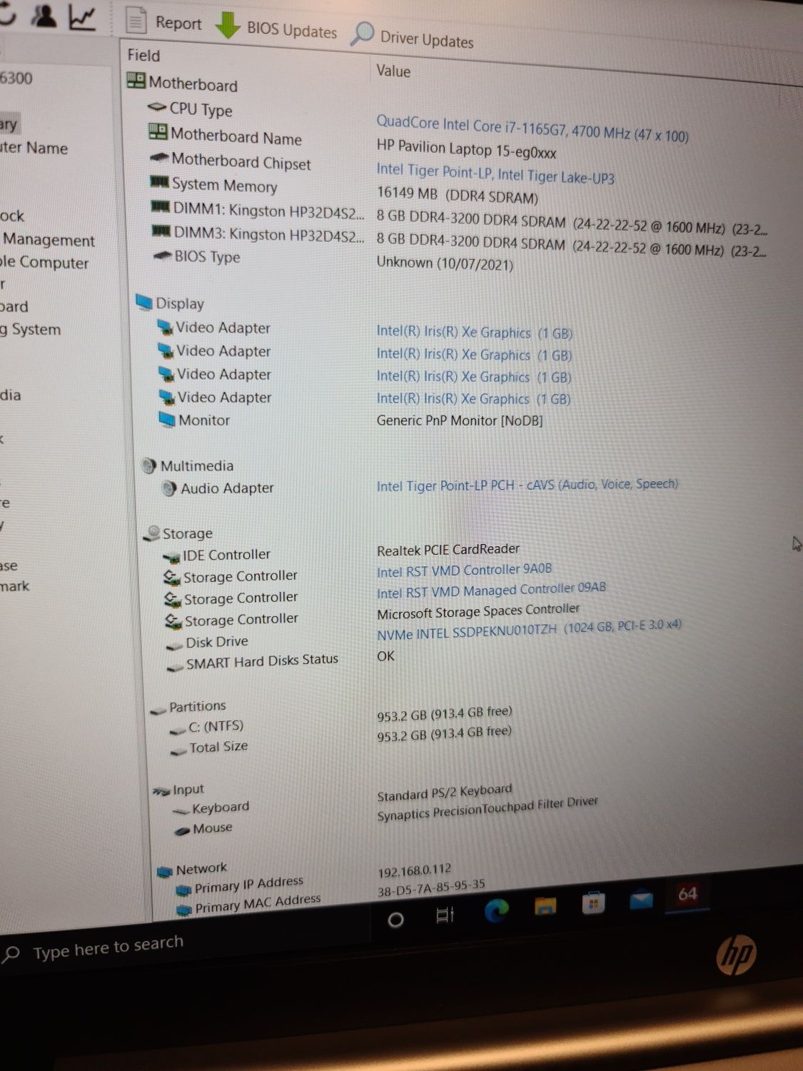 HP Pavilion Laptop 15-eg0277ng i7/16/1tb