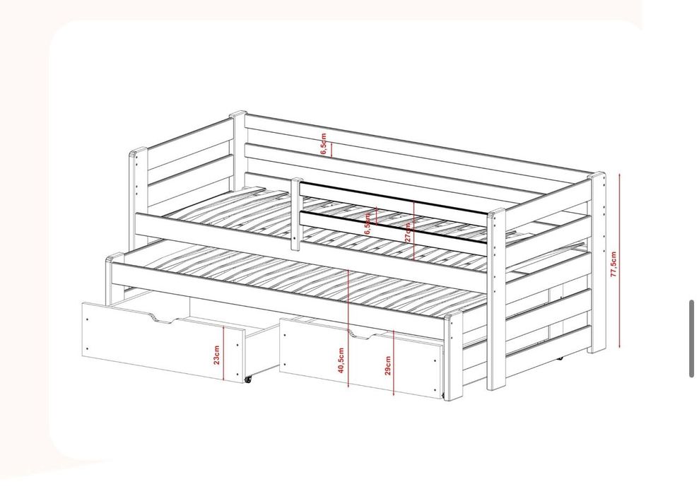 SENSO 80x160 niebieskie łóżko podwójne wysuwane Lano Meble