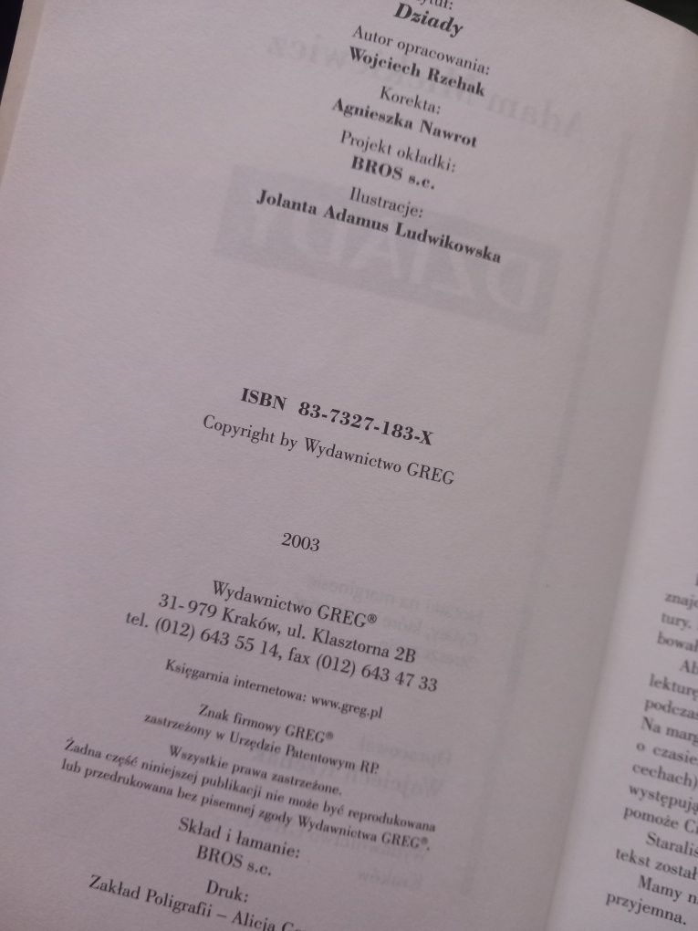 Lektura "Dziady " Adama Mickiewicza