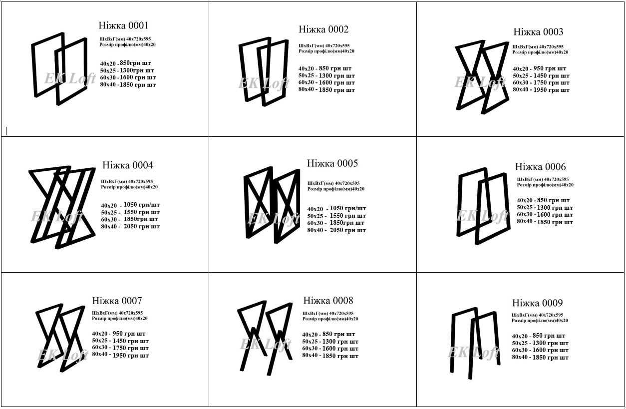 Каркаси металеві. Каркаси для стола. Опори лофт.