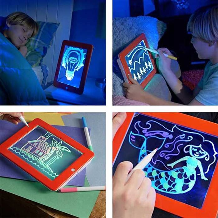 Tablet dla dzieci magiczny LED do rysowania tablica rysik Powystawowy