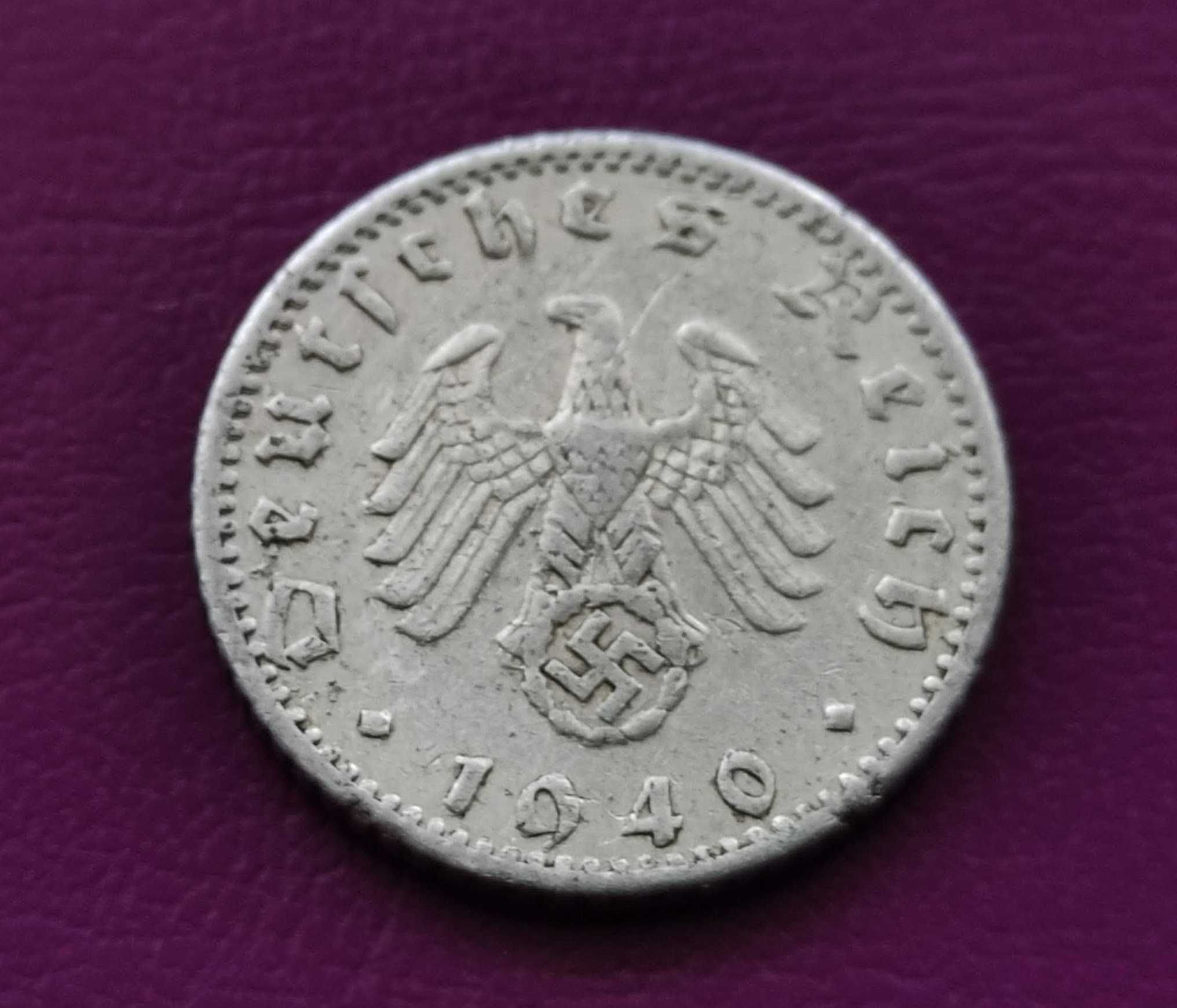 Moneta Niemcy - Trzecia Rzesza 50 Reichspfennig 1940 A - Rzadka