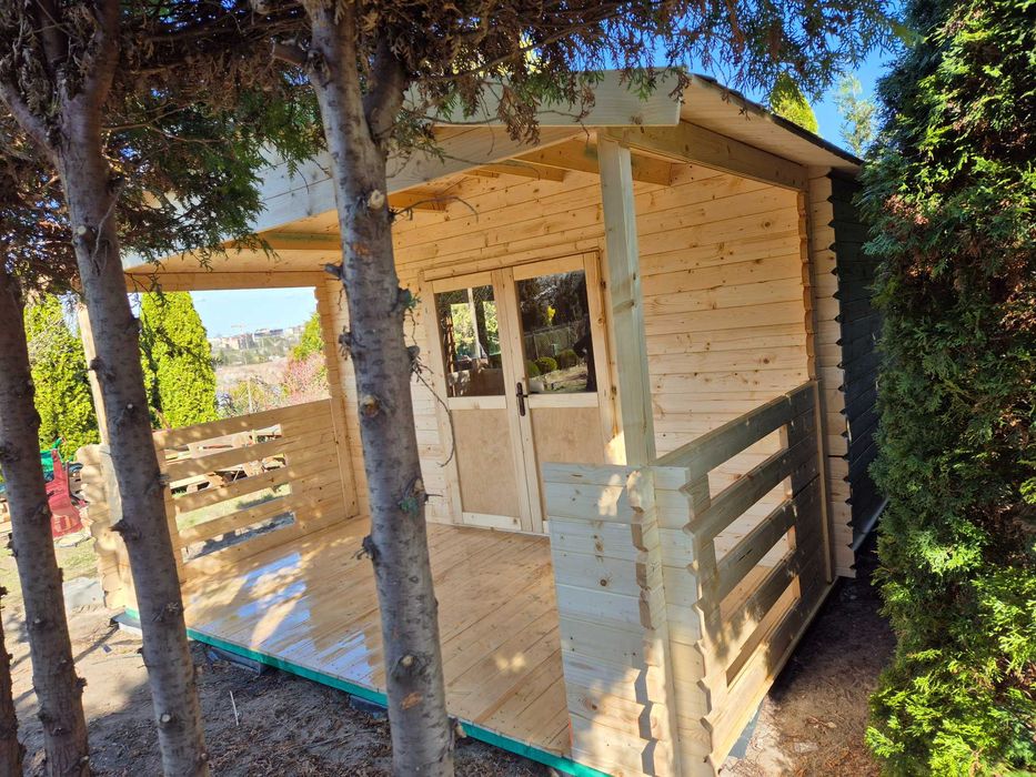 Od RĘKI masywny DOMEK letniskowy/ogrodowy +TARAS*6x4*24m2*BALIK 34mm