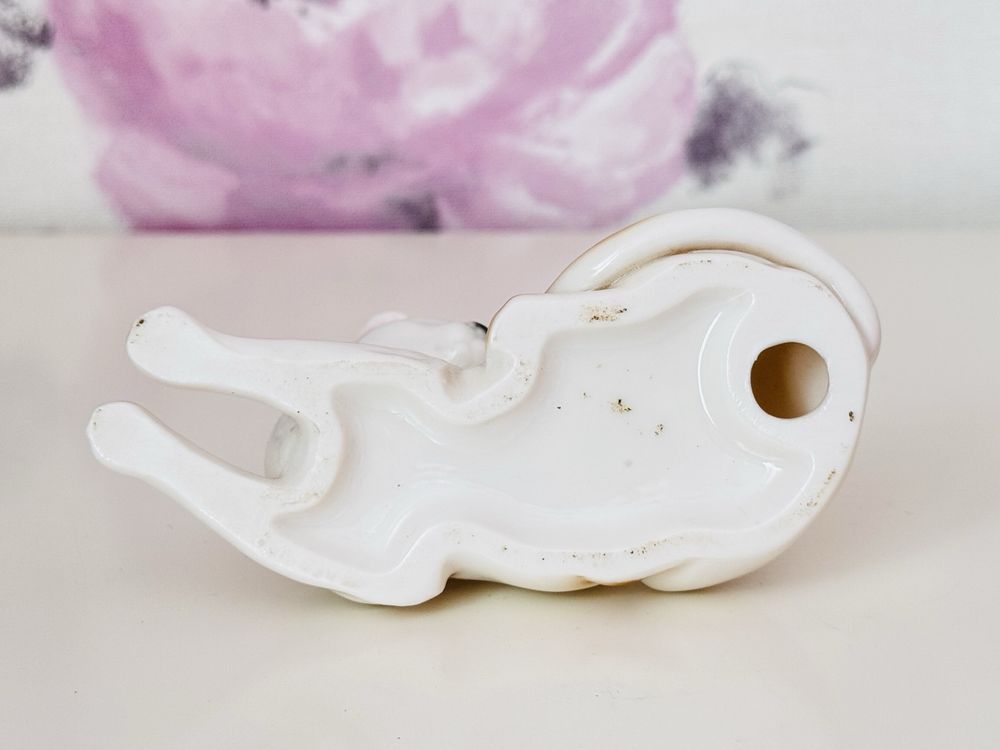 Porcelanowa figurka kota, porcelanowy biało rudy kot