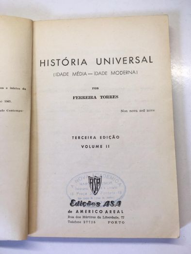 Livro - História Universal (Ferreira Torres)