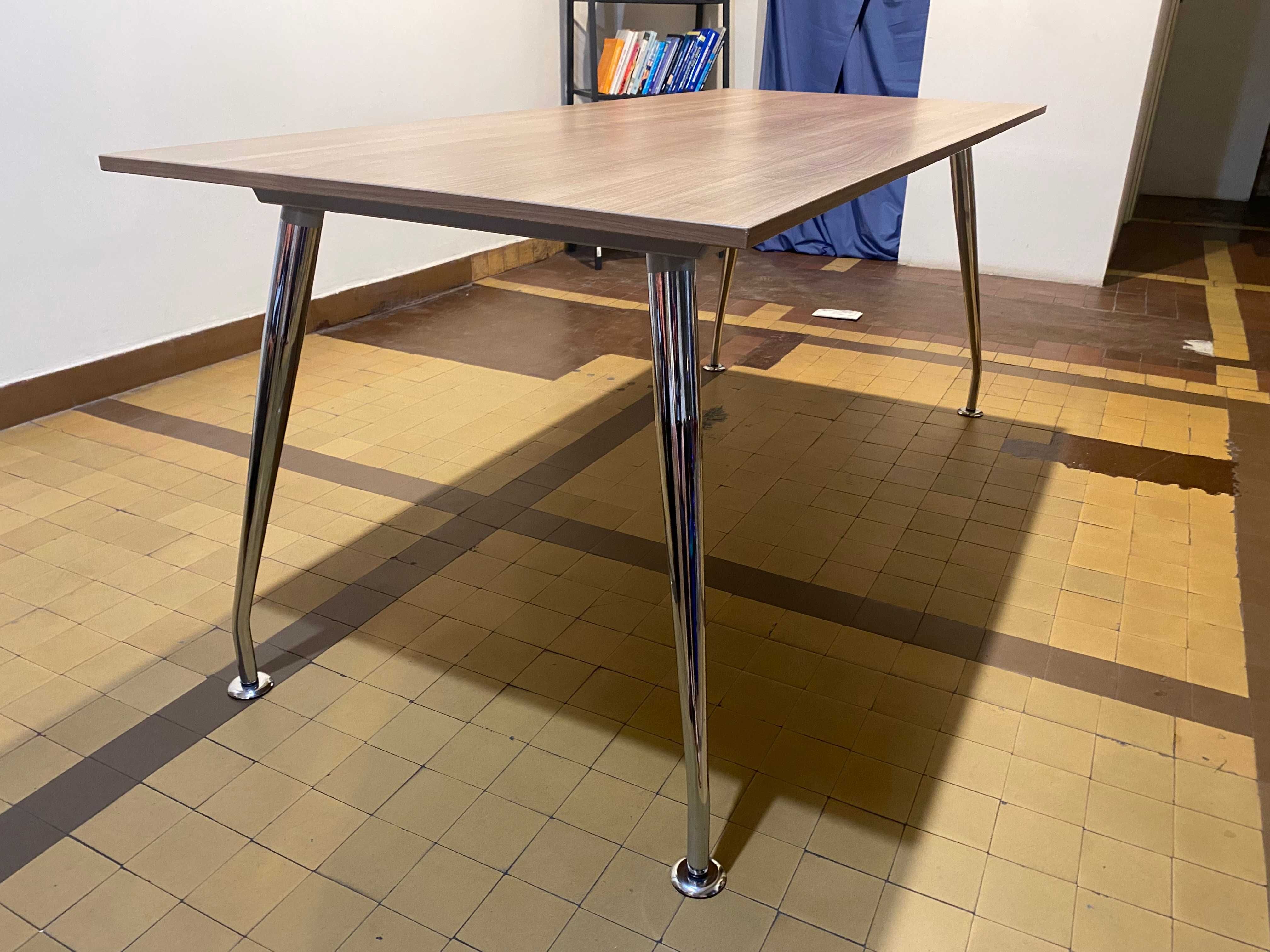 Biurko, stół, 180 cm x 80 cm, SIRIO, dąb, chromowane nogi, designerski