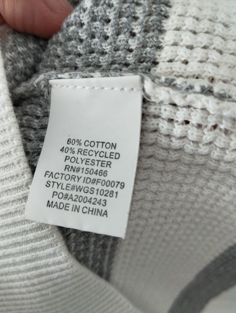 Jesienny sweter w paski, biało szary r.34 XS Market&Spruce