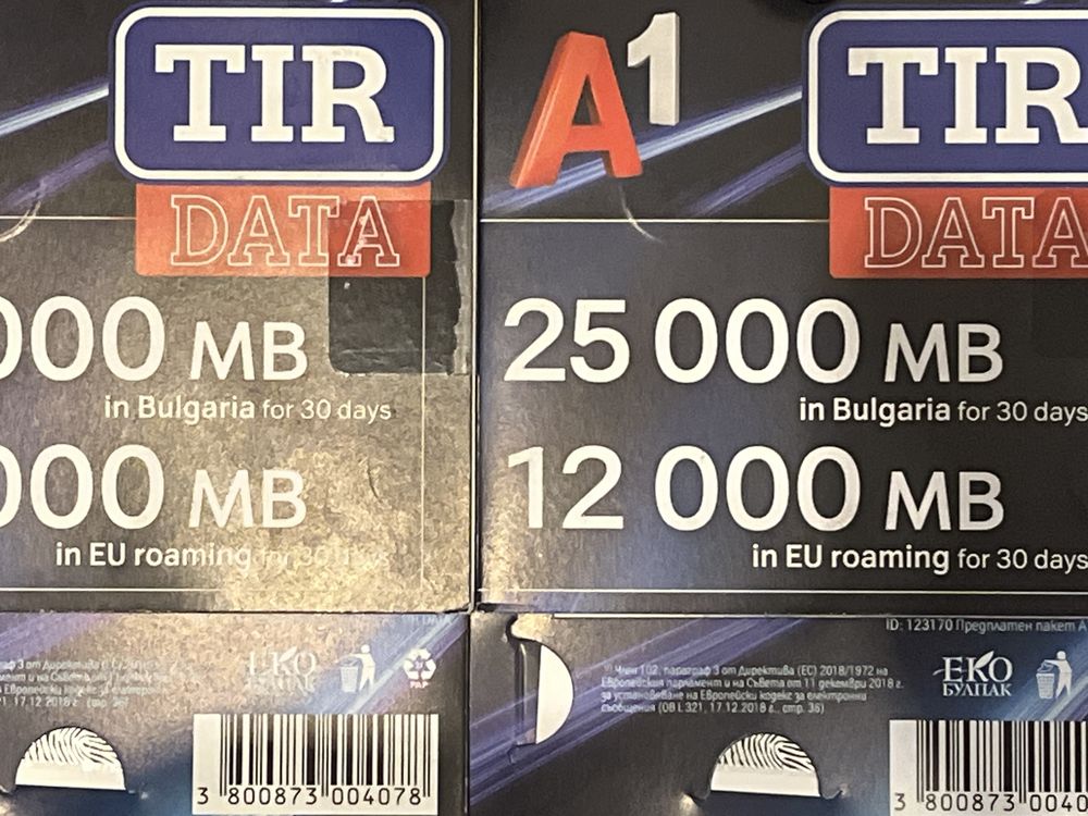 A1 TIR Data +359 BG Karta SIM Starter Prepaid Bułgarska Aktywna