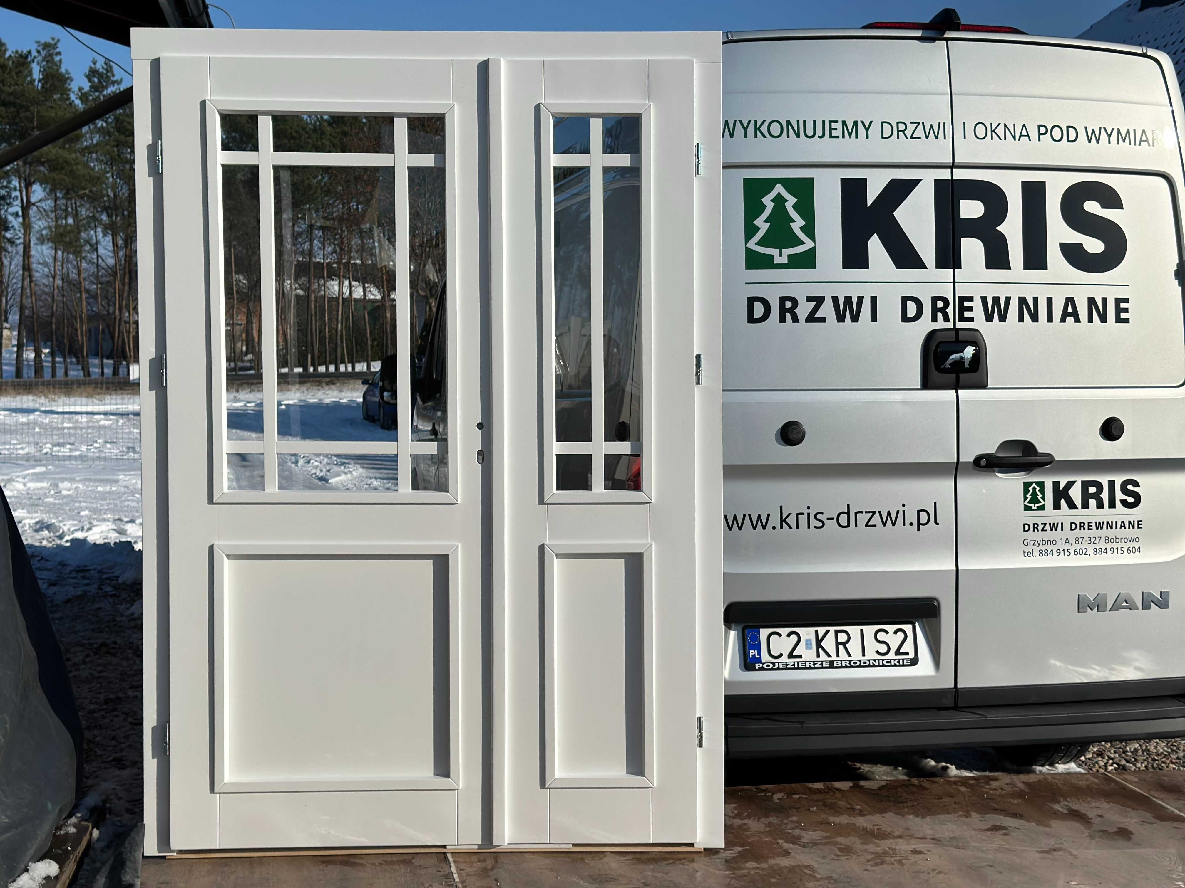 Drzwi drewniane dwuskrzydłowe  ANGIELSKIE BIAŁE CAŁA POLSKA