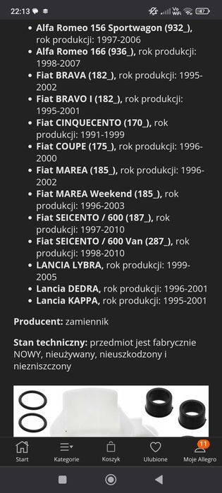 Zestaw naprawczy do alfy Romeo 156