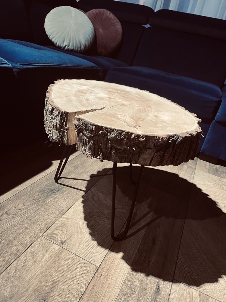 Stół Stolik Dębowy Jesion  Naturalne Drewno Plaster 40-70cmDrewna