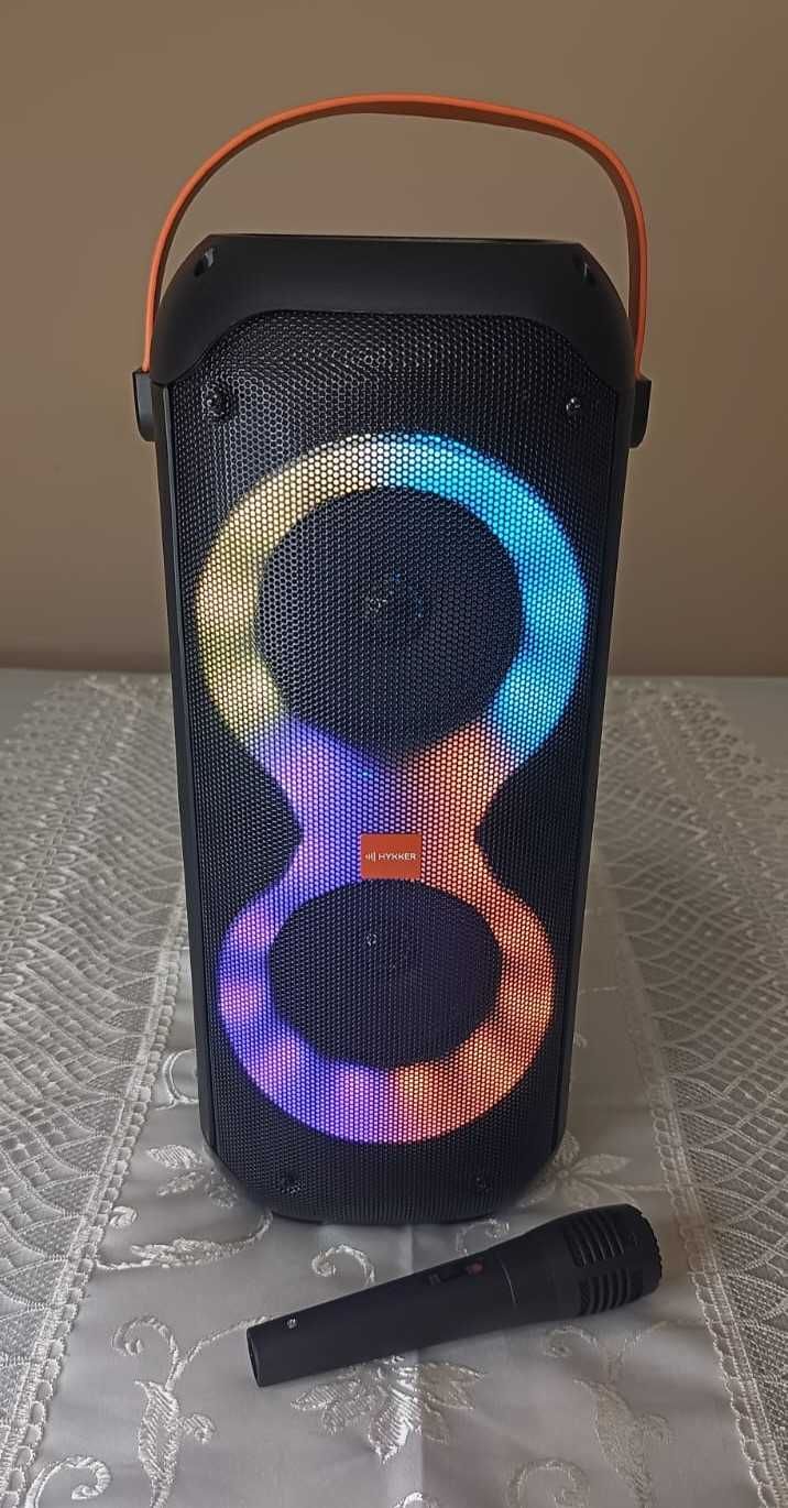 Głośnik karaoke HYKKER z mikrofonem, Bluetooth, LED RGB