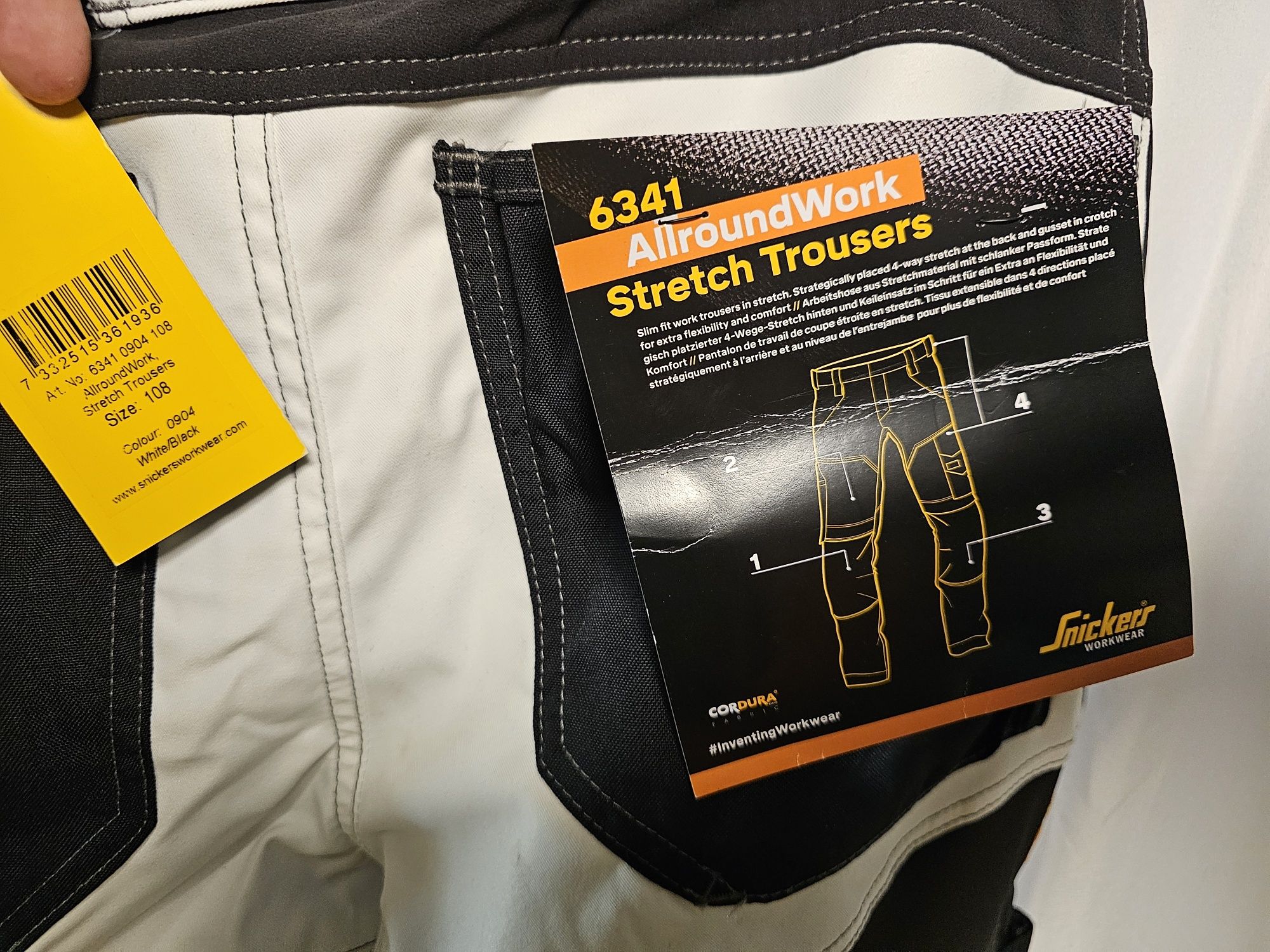 Spodnie robocze Snickers 6341 r.46,50 Slim białe