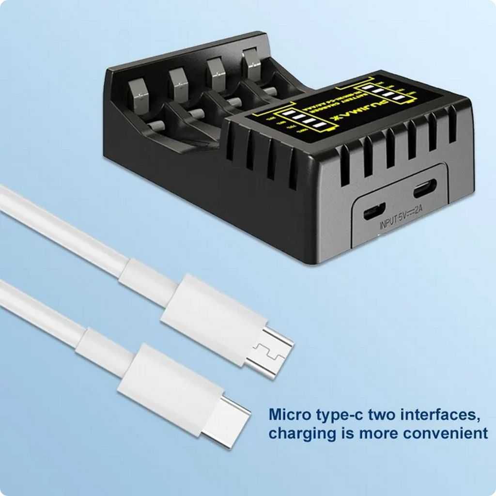 4-ro slotowa inteligentna ładowarka AAA/AA NiCd kabelek microUSB