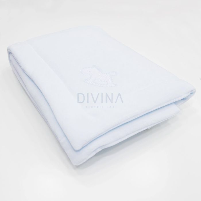 Manta Bebé beje, azul e rosa