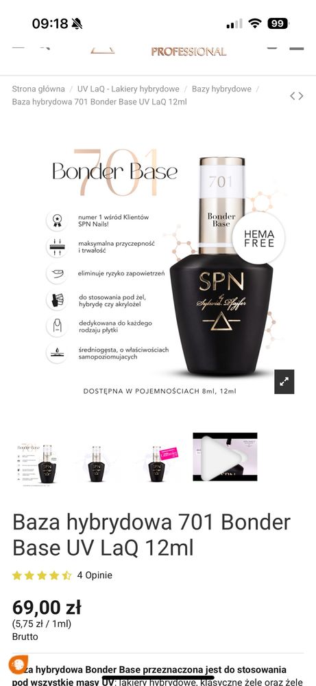 3 szt bazy SPN 12 ml nowe 701 bonder base i 6 kolorow