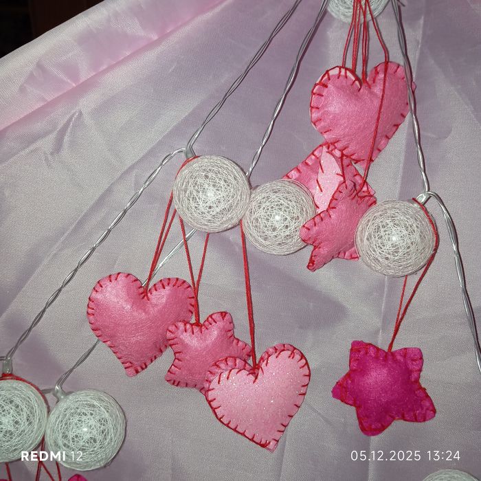 Новорічні Іграшки з фетру сердечка, зірочки