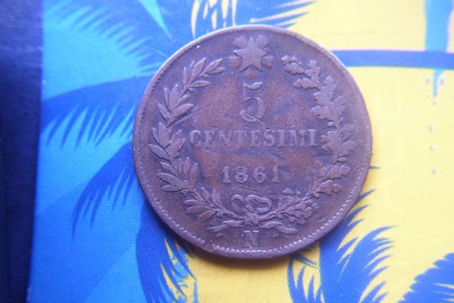 Stare monety 5 centesimi 1861 Włochy
