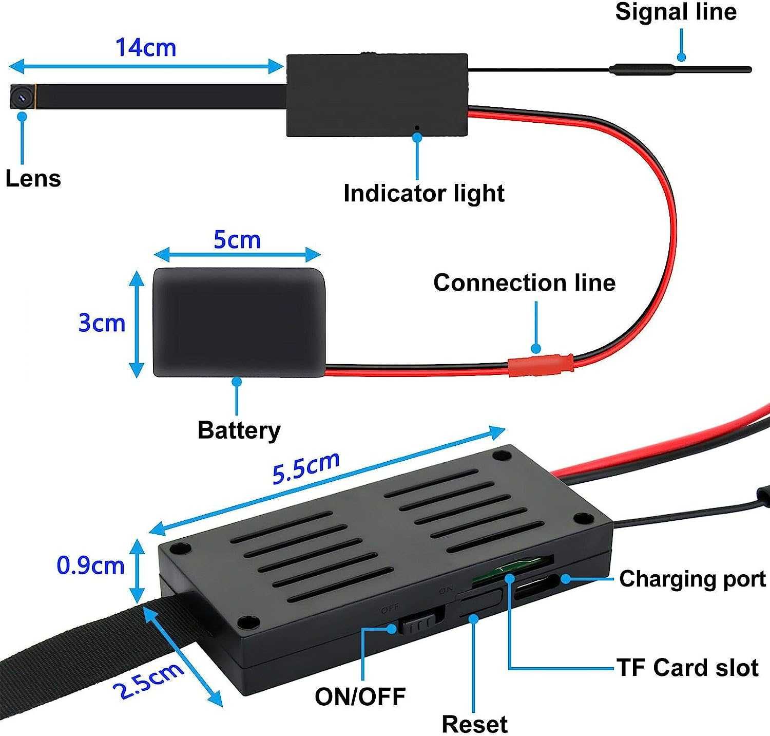 Mini câmara Wifi com bateria discreta 1080p deteção movimento