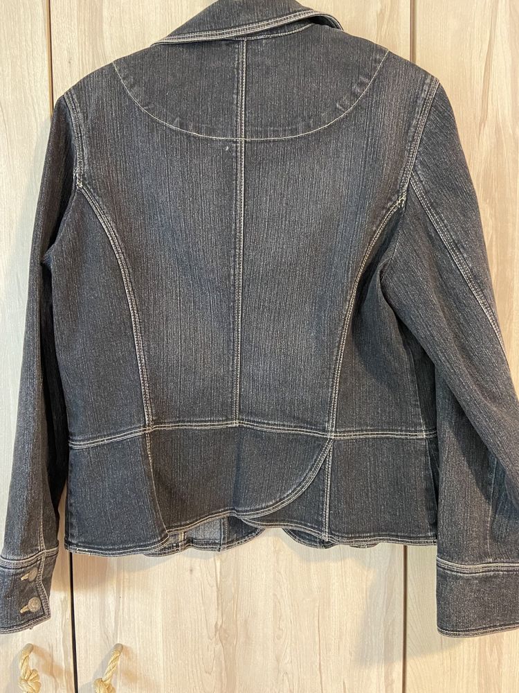 Biba rozm 44 XXL damska kurtka jeansowa dżinsowa czarna hafty Vintage