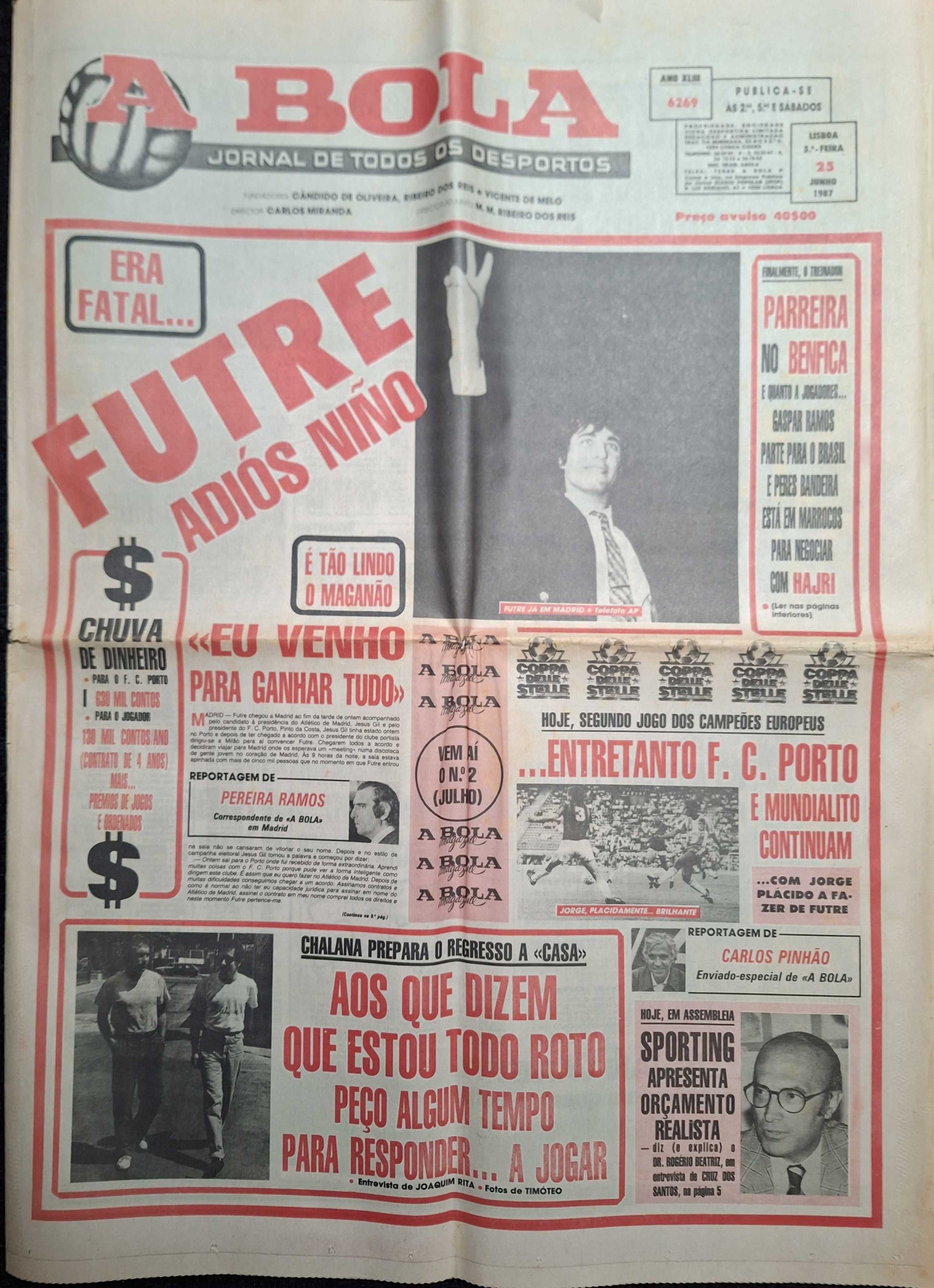 Futre Adiós Niño - Jornal A Bola - 25 Junho 1987