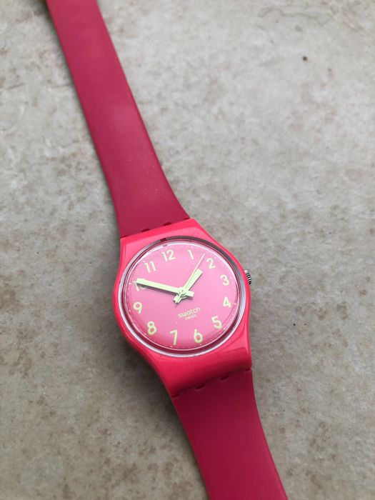Zegarek Swatch Biko Roose Neon Pink LP131 długi pasek damski