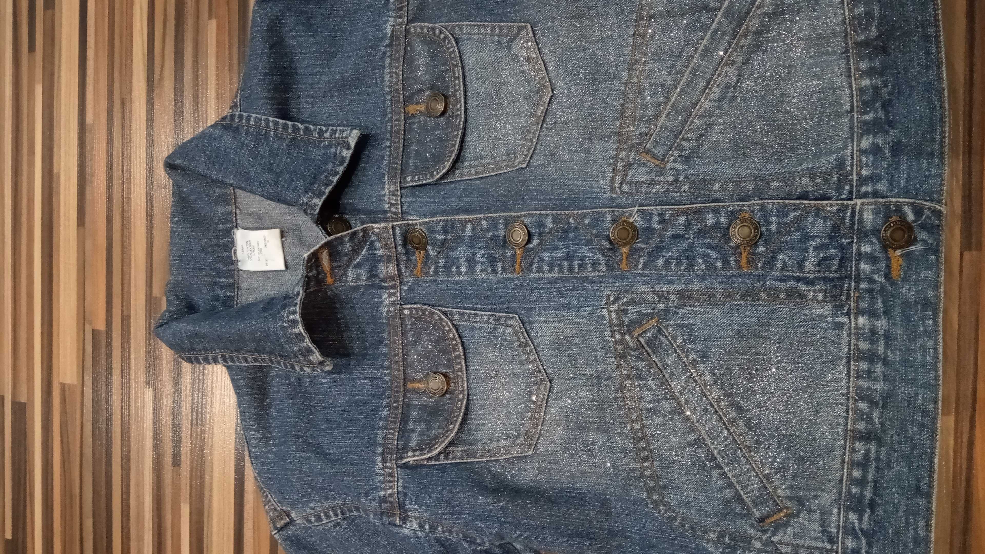 Kurtka jeansowa brokatowa 128-140
