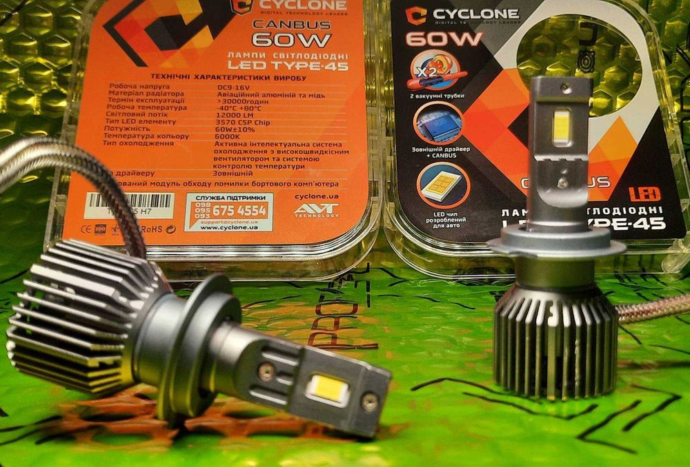 Автолампа Cyclone LED Type 45 (H7, 6000K) 60W  12000LM H4/H11/H1/HB3