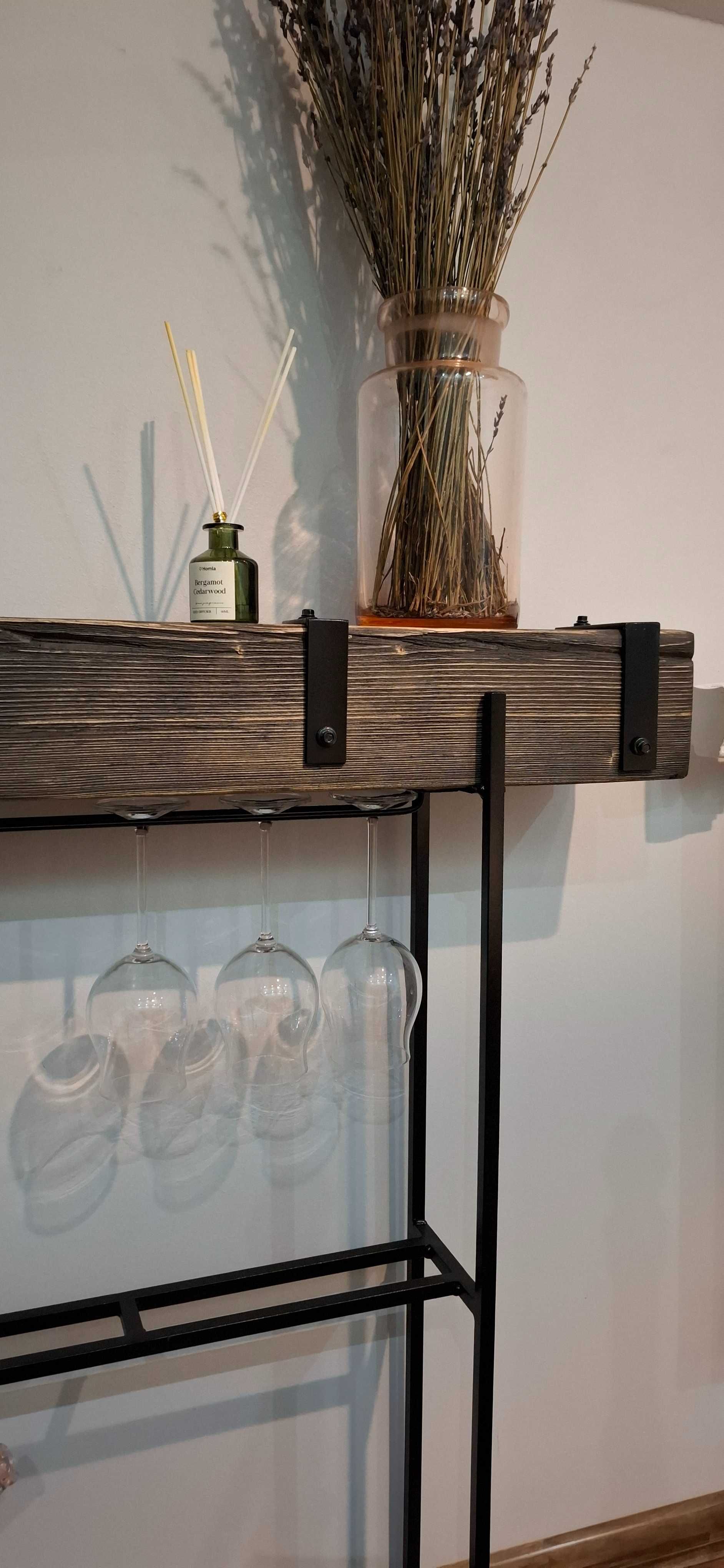 Sprzedam konsolę loft, stojak na wino, handmade.