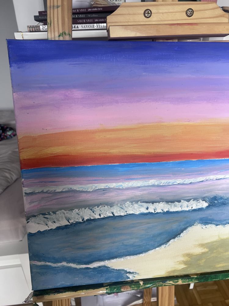 Obraz „Zachod slonca” farby akrylowe ręcznie malowany 40x50