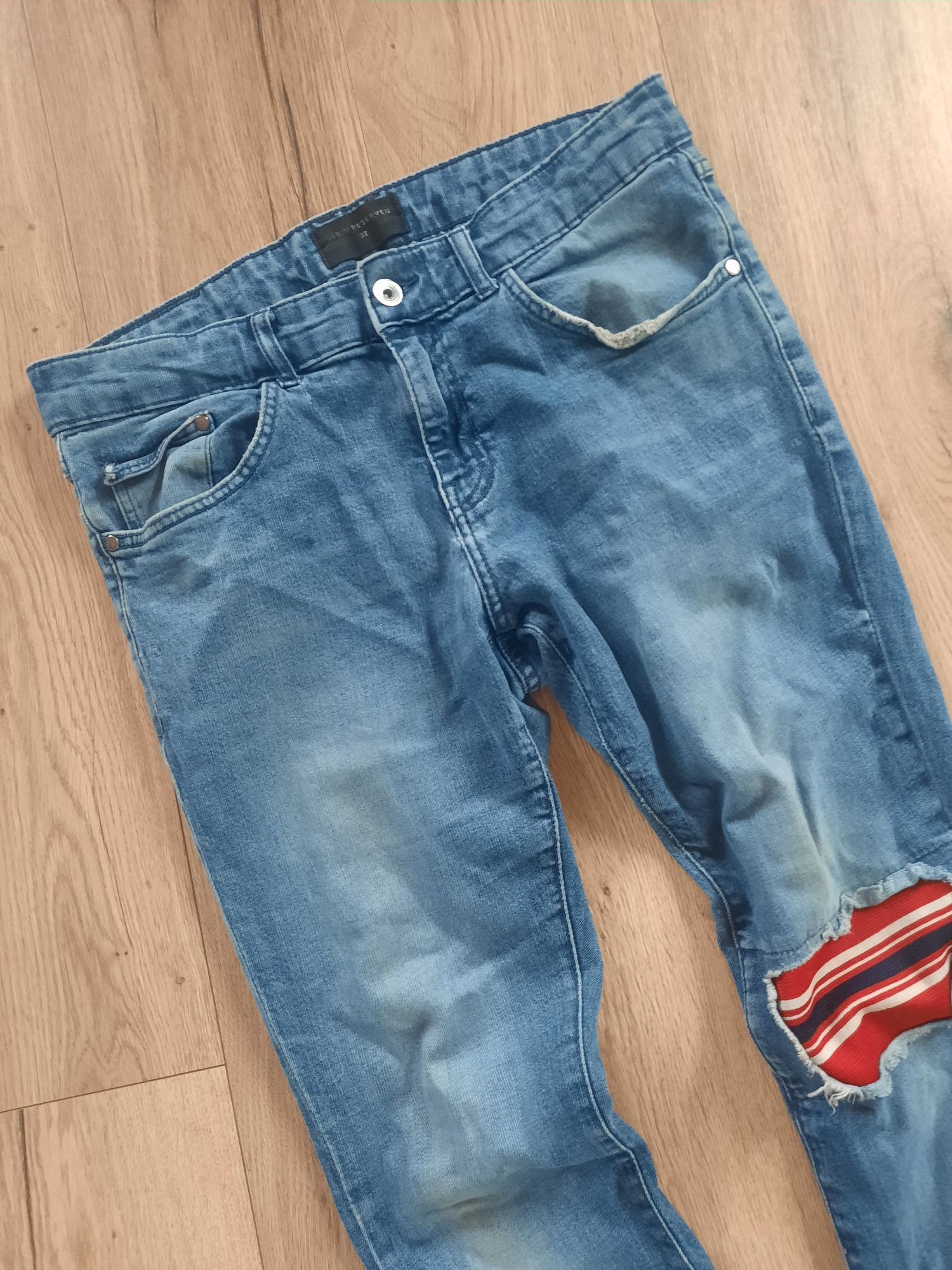 Męskie spodnie jeansowe rurki 32