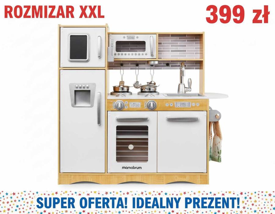 Luksusowa kuchnia drewniana XXL LED + zestaw akcesoriów 3+