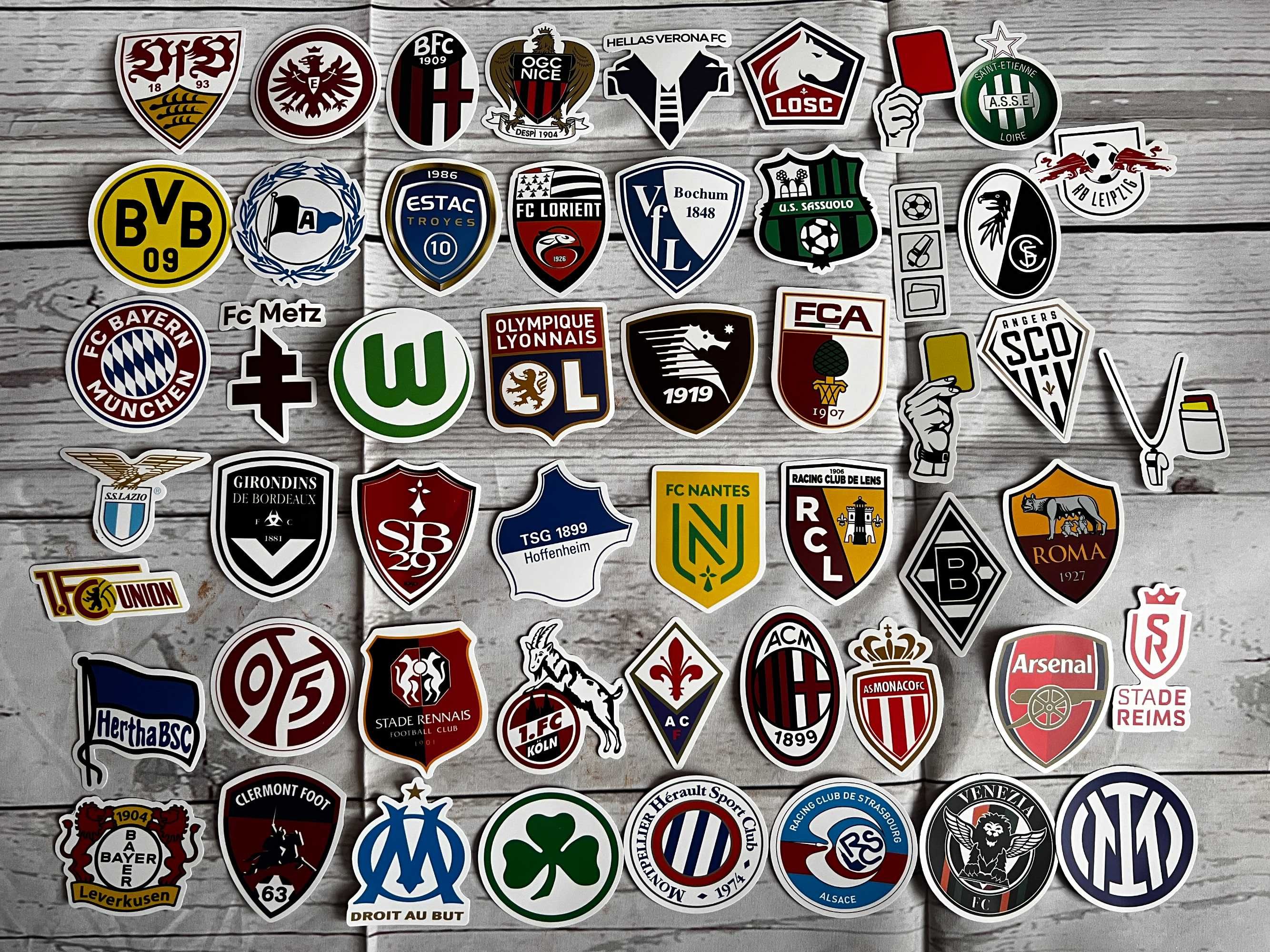 Piłka nożna football zestaw naklejek 52 sztuki kluby piłkarskie