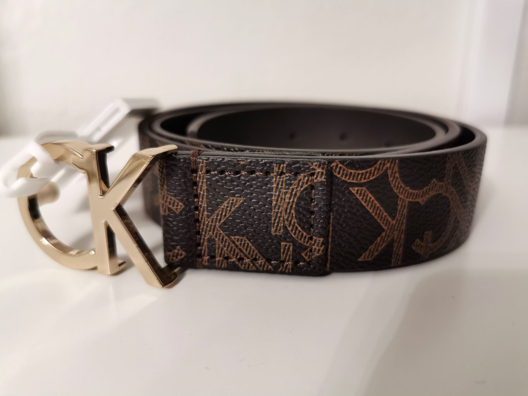 Pasek Calvin Klein Monogram Belt Brown Rozmiar 90