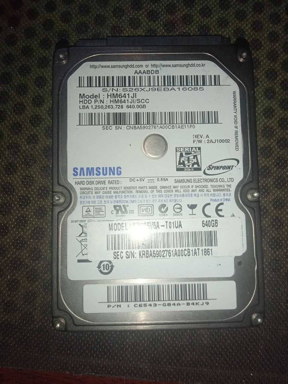 2.5 HDD жорсткий диск до ноутбука Samsung Momentus 640GB ; SATA 2