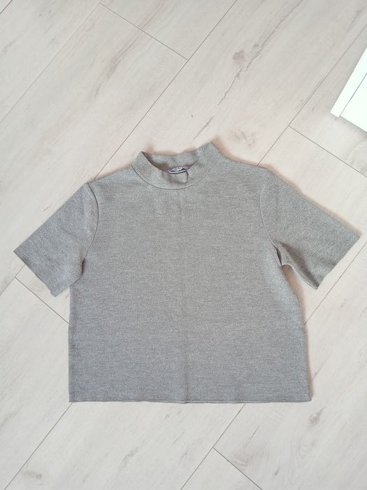 Bluzki L Zara damskie dzianinowe koszulki z krótkim rękawem golf top