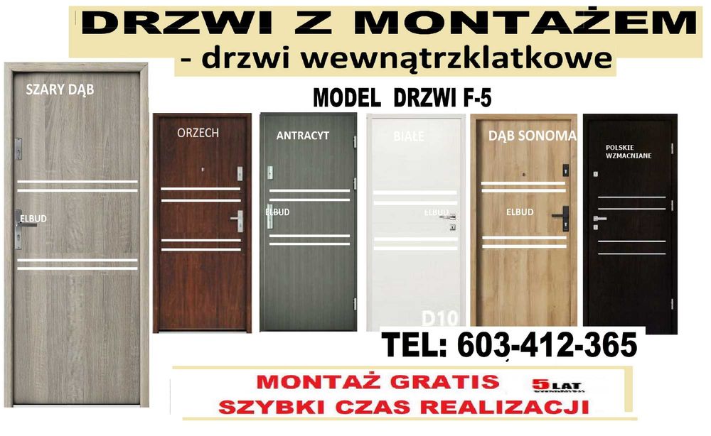 Drzwi wejściowe zewnętrzne z montażem do mieszkania, bloku AKUSTYCZNE