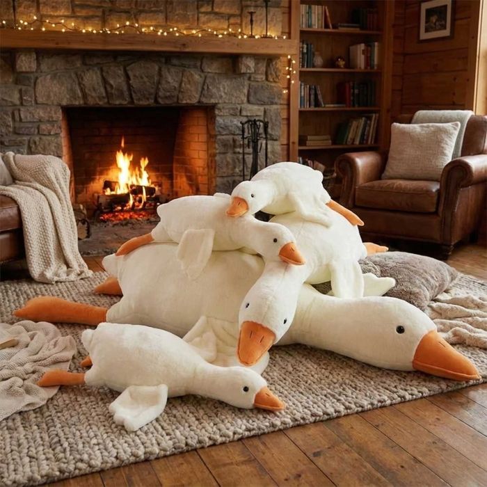 М'яка іграшка Гусак Обіймусь велика плюшева подушка обіймашка білий