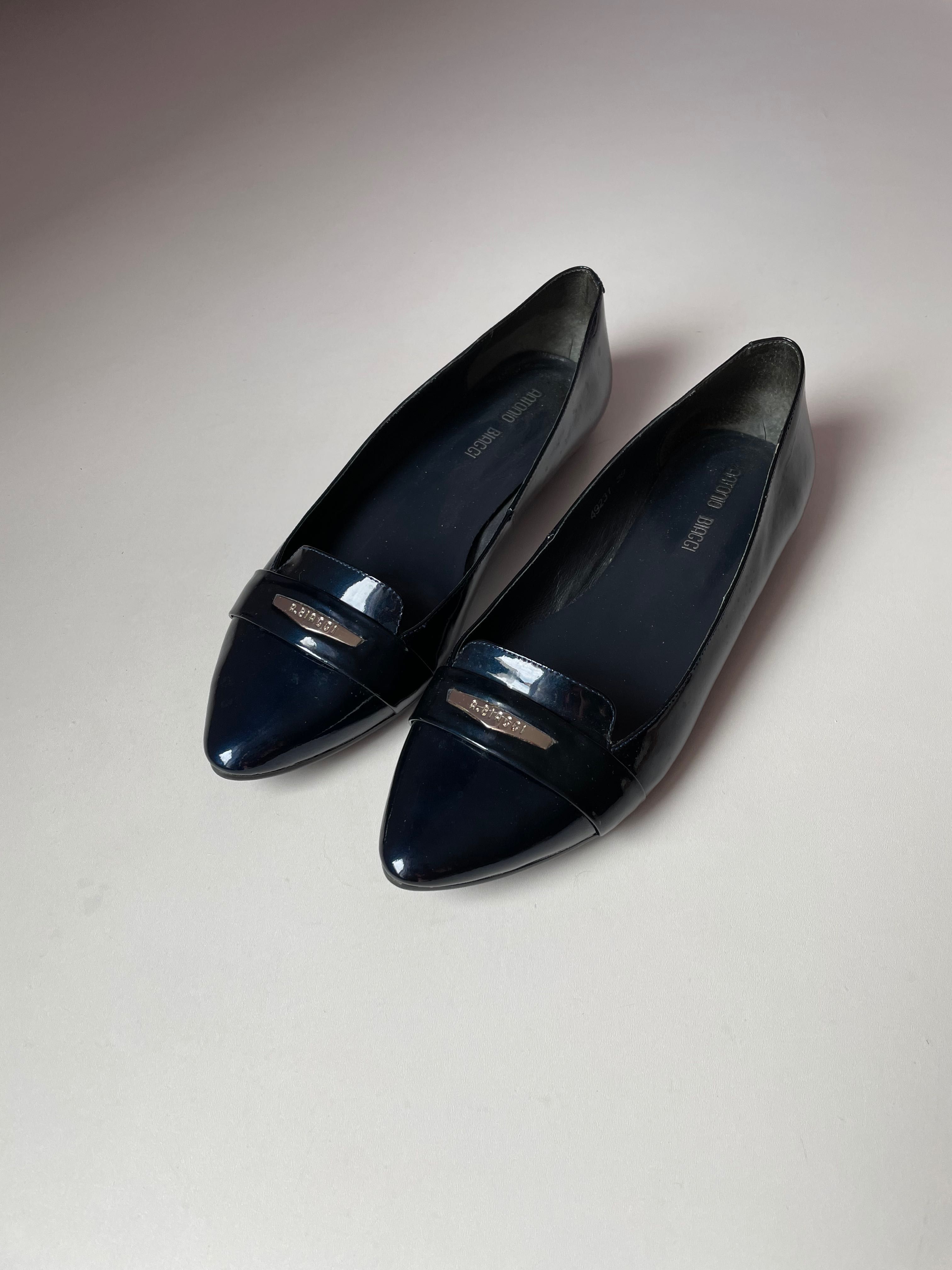 Балетки (туфли) синие лакированные Antonio Biaggi