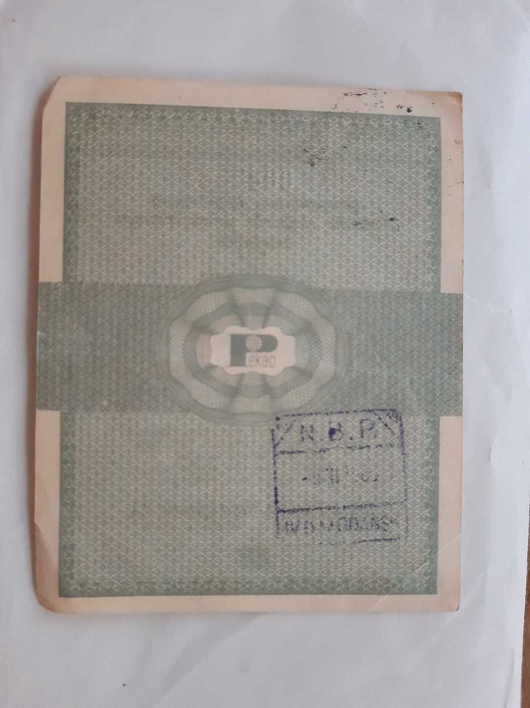 Bon Towarowy Pekao PKO PEWEX 1 cent 1960