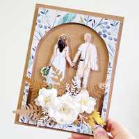 Kartka+personalizacja  scrapbooking ślubna ręcznie robiona na wesele