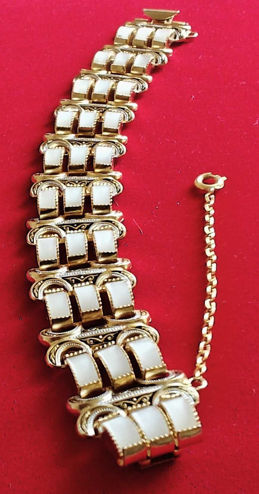 Stara Bransoletka Złoto 14k Filigran Masa Perłowa Styl Art Deco Unikat