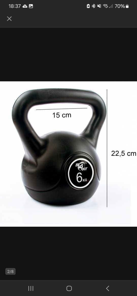 Kettlebell Hantla Kula Odważnik Obciążenie ABS Do Ćwiczeń 6kg Be4Sport