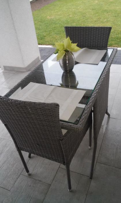 Meble ogrodowe,balkonowe, Technorattan,Stół+2 krzesła,Zestaw na balkon