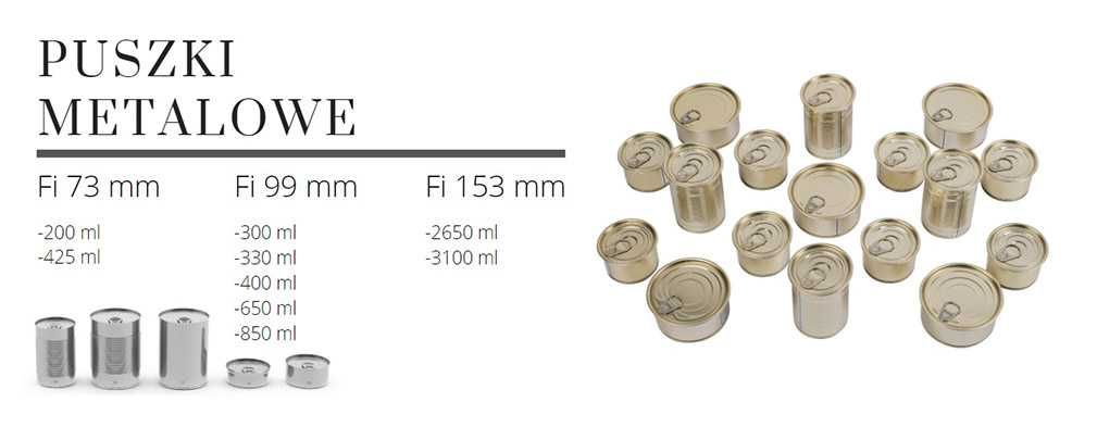 Puszki do produkcji konserw 300 ml Fi 99 mm