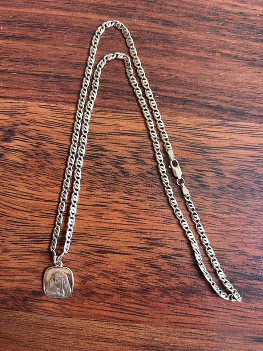 Złoty łańcuszek z zawieszką 585 14k idealnym stanie komplet 7.49gram