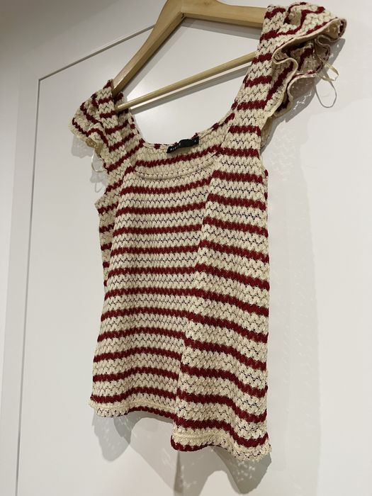 Koronkowa bluzka bordowo beżowa