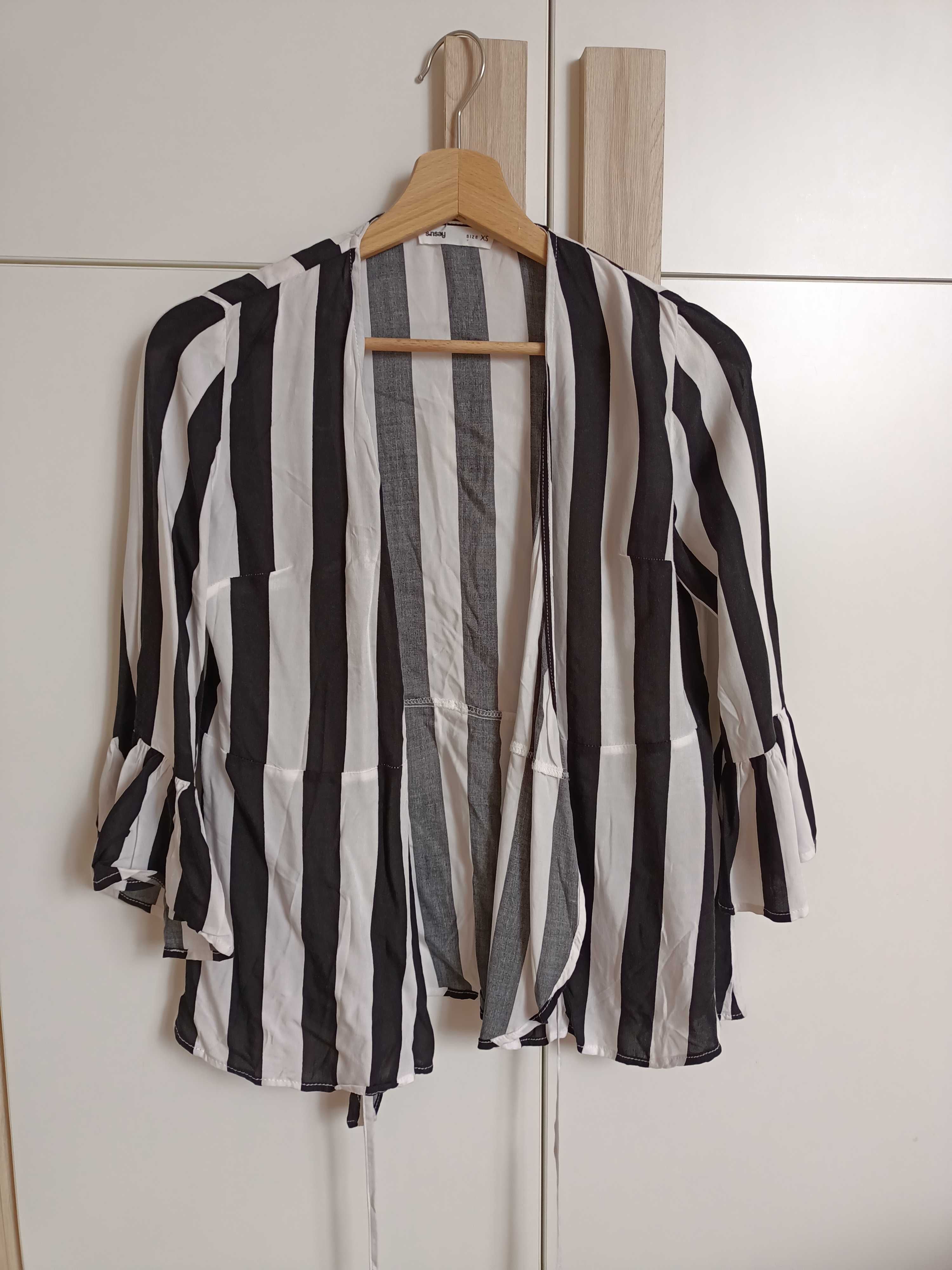 Koszula w paski wiązana boho Sinsay XS 34