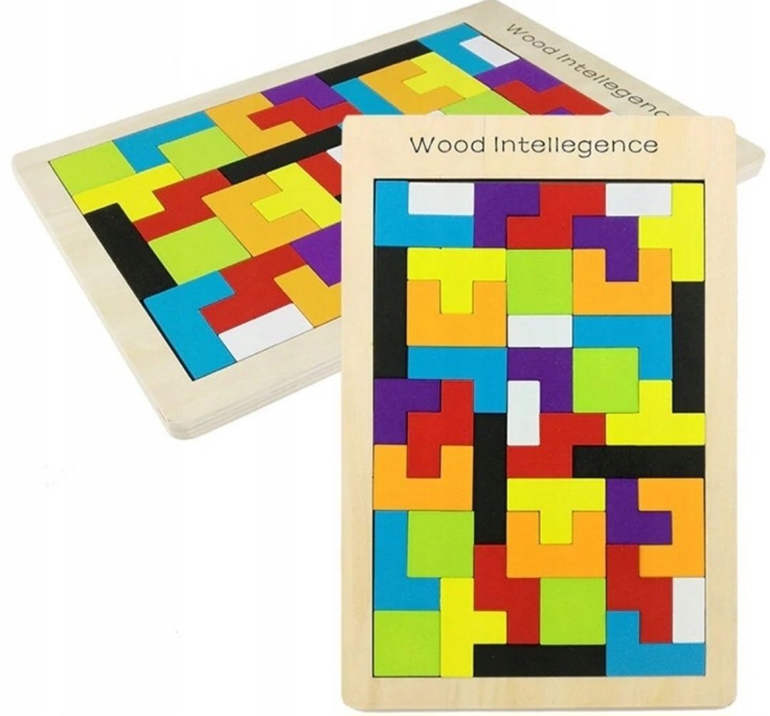 Drewniane Klocki Tęczowy Tetris 3D Gra 2sztuki