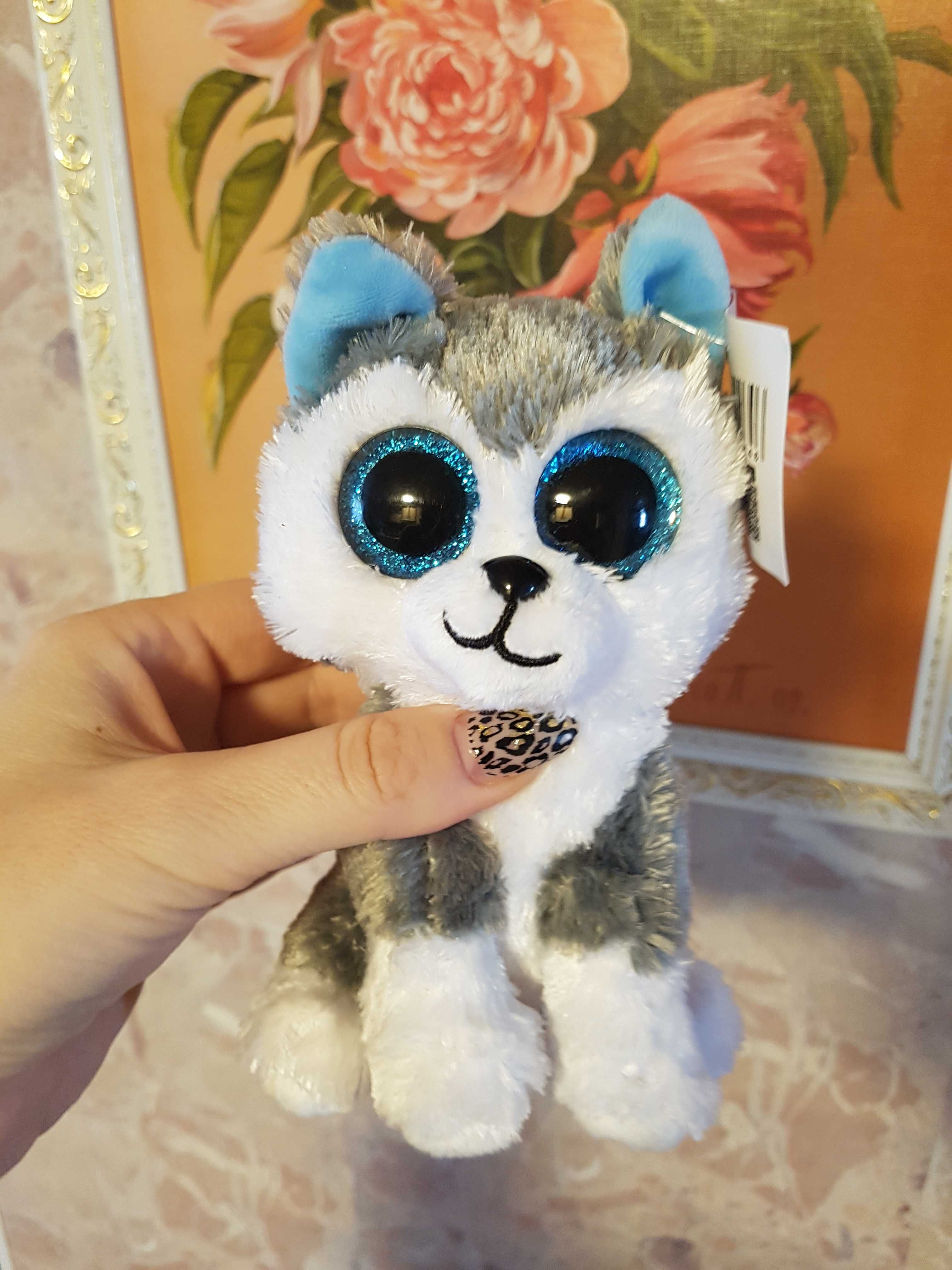 TY Beanie Boos глазастик собака хаски, волк 15 см